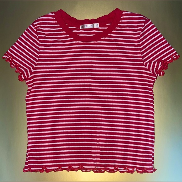 Heart Hips Striped Crop Top { Size: Medium } - Picture 1 of 2
